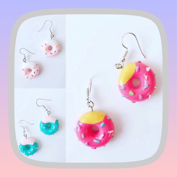 Jewelry - (3 Pairs) Sprinkle Donut Dangle Earrings 🍩